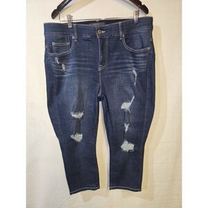 Torrid Women's Skinny Bombshell Cropped Distressed Blue Jeans Size 18 Inseam 21